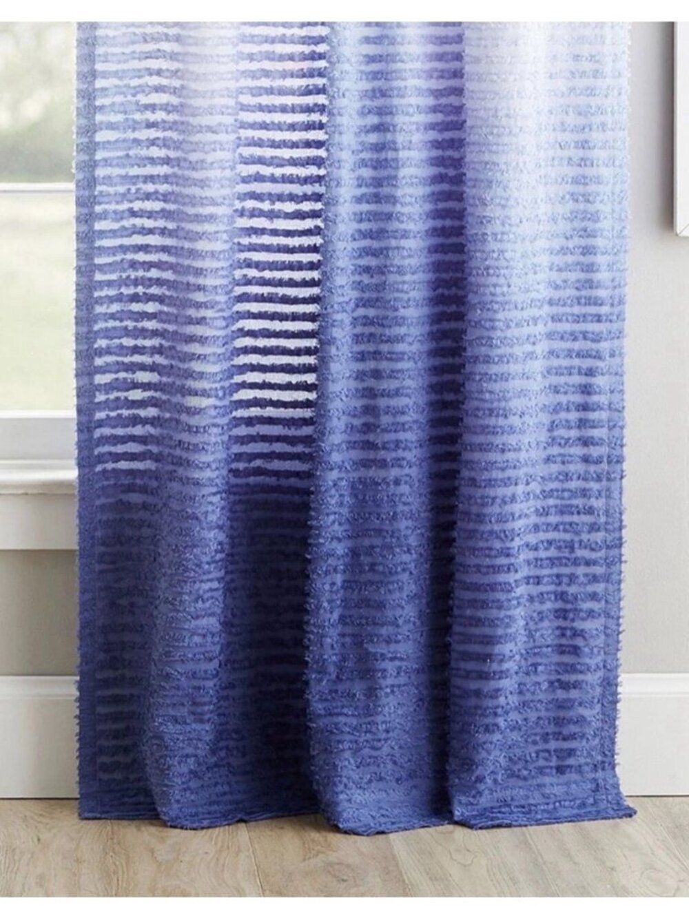 Pottery Barn Teen Textural Ombre Curtain 52" X 84" Set Of Two Chem Conscious Blu - Picture 2 of 6